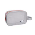 Borsa da toeletta in rete grigia con zip arancione, astuccio portatile per viaggi mare. - Grigio