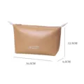 Portable PU leather cosmetic bag waterproof travel makeup storage organizer with zipper 16.5cm - Coffee