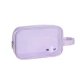 Borsa cosmetica in rete viola, borsello da toeletta portatile con manico per viaggi. - Viola