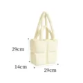 Borsa Tote Trapuntata Bianco Crema Morbida Griglia Borsetta Variante 29x14cm Stile Moda - Taglia S / Beige latte