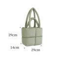 Borsa a mano trapuntata verde, borsa quadrata morbida ed elegante con doppi manici. - Taglia S / Verde Pino