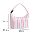 Borsa a mano per pranzo a righe rosa e blu in tessuto Oxford con manico e fibbia comoda - Strisce Rosa