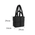 Borsa shopper trapuntata nera con doppi manici, borsa casual minimalista leggera 29x14x29cm - Taglia S / Nero ossidiana