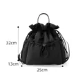 Borsa a tracolla nera con coulisse borsa casual per il lavoro con tasche 32x25x13cm - Nero