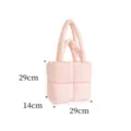 Pink padded tote bag with quilted grid design, stylish soft shoulder handbag for women. - S / Cherry Pink