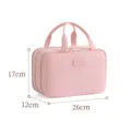 Borsa cosmetica da viaggio rosa a 3 strati con grande capacità e scomparti multipli. - Rosa