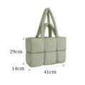 Sage green quilted padded tote bag, soft grid crossbody shoulder handbag for women fashion. - L / Pine Green