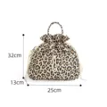 Stylish leopard print insulated lunch bag with drawstring and shoulder strap for daily commuting. - Beige Leopard