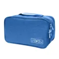 Blue cationic travel bra storage bag, multi-layer portable underwear organizer with zippers. - Lake Blue
