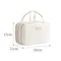 Borsa cosmetica bianca multistrato con manico, grande trousse da viaggio per trucchi. - Beige
