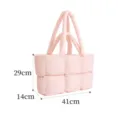 Pink Quilted Puffer Tote Bag Soft Casual Daily Commute Crossbody Handbag 41cm Size - L / Cherry Pink