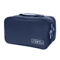 Cationic fabric travel underwear storage bag, multi-layer portable bra organizer pouch. - Navy Blue