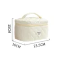Borsa cosmetica trapuntata organizzatore di trucco portatile da viaggio per donne - Bianco avorio