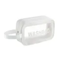 White PU PVC travel wash bag with side handle transparent cosmetic organizer pouch - M / White