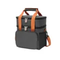 Borsa termica doppia per il pranzo grigia borsa frigo per picnic con tracolla regolabile - Nero