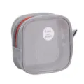 Borsa cosmetica in rete grigia con cerniera arancione, custodia traspirante per viaggi e uso quotidiano. - Grigio