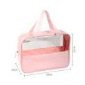 Pink transparent cosmetic bag, waterproof travel toiletry storage bag with handles and zipper. - L / Pink