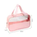 Pink transparent cosmetic bag with handle, waterproof travel wash bag for women and girls. - M / Pink