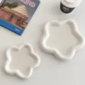 Korean ins style minimalist ceramic flower plate set for breakfast, dessert and daily meals. - L / 1 Piece