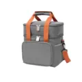 Borsa termica a doppio scomparto con cinghie arancioni, lunch box impermeabile per picnic viaggio. - Grigio