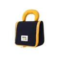 Borsa da toeletta da viaggio portatile blu scuro con manico giallo e chiusura. - Blu Marino