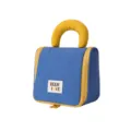 Borsa da toeletta da viaggio blu con manico giallo e grande capacità per cosmetici. - Blu