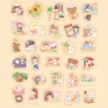 Niedlicher Cartoon Mädchen PET Aufkleber Set, glitzerndes Tagebuch DIY Deko Material. - Gemütliche Hütte