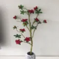 Pianta in vaso di fiori di azalea artificiale con rami in schiuma per soggiorno - Rosso