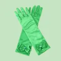 Green satin long gloves for kids girls stage performance party costume accessories. - Length about 29cm / Green