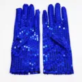 Royal blue sequin gloves detail showing shiny surface texture, perfect for dance stage performance. - One Size / Adult Royal Blue
