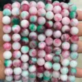 Brins de perles rondes en pierre précieuse de cristal coloré pour bijoux DIY et bracelets. - Jade Fleur de Pêcher Optimisé