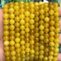 Perles rondes en pierre précieuse jaune pour bijoux faits main DIY bracelets accessoires de gros - Jade Cire d'Abeille Optimisé