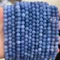 Blaue Naturstein runden Perlen Stränge, Großhandel DIY Schmuckherstellung lose Perlen für Armbänder. - Optimiertes Engelblau / Ca. 4mm (Ca. 90 Stück)