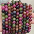 Bunte Turmalin runde lose Perlen für DIY handgemachte Armbänder, polierte Edelstein Accessoires. - Optimierter Alter Turmalin / Ca. 4mm (Ca. 90 Stück)