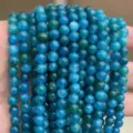Perles en vrac de pierres précieuses bleu vert rond bricolage bijoux fabrication - Apatite Bleue Optimisée