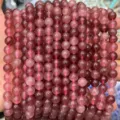 Brins de perles en quartz fraise naturel pour la fabrication de bracelets de bijoux DIY en gros - Quartz Fraise Nouveau Optimisé