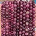 Perles rondes en pierre précieuse rose violet pour bijoux bracelets artisanaux faits main - Grenat Optimisé
