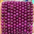 Fils de perles rondes violettes en pierres pour la création de bijoux et bracelets DIY. - Calcédoine Violette Optimisée