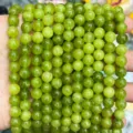 Perles rondes en cristal vert brins lâche pour la fabrication de bijoux de bricolage - Cristal d'olivine optimisé