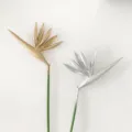 Artificial bird of paradise flower gold silver fake plant for home decor detail view - Gold