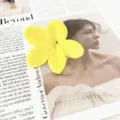 Yellow artificial PU frangipani flower head for DIY hair accessories and beach vacation decor. - Yellow