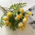 Artificial yellow dandelion thistle flower bouquet for home decor, wedding, and floral arrangement. - Yellow