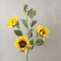 Artificial sunflower single stem flocked silk flower pastoral style home decor wedding floral - Yellow
