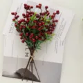 Ramo di bacche rosse artificiali frutta in schiuma per decorazione casa ristorante fiori - Borgogna