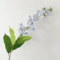 Premium artificial flower branch with blue blooms and green leaves for home and hotel decor. - Blue