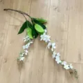 Artificial White Jasmine Hanging Silk Flower 3D Printed Vine Floral Decor for Home Hotel - White