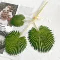 Artificial palm leaves round fan plant branch for home dining table green decor accessory - Pointed Green Palm Leaf