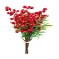 Artificial red berries branch for Christmas home decor, fake fruit floral arrangement for wedding. - Red