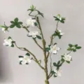 Artificial white azalea flower branch detail shot, perfect for home decor floral arrangements. - White