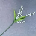 Artificial lily of the valley flower branch faux plant for home wedding decor white. - 4-Prong